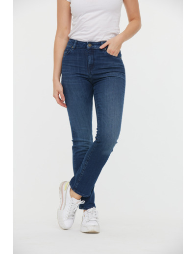 Denim straight fit, coupe droite, taille haute