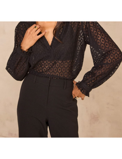 Blouse col V brodée en coton DANIELA