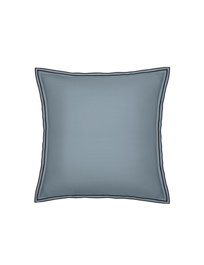 TAIE D'OREILLER | Pure White Percale Lavée - Blue - Finition Black