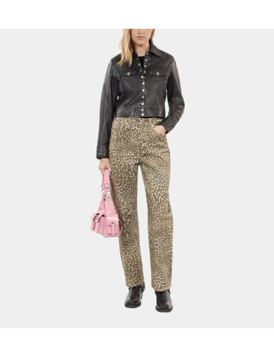 Jean Boyfriend Imprimé Léopard chocolate