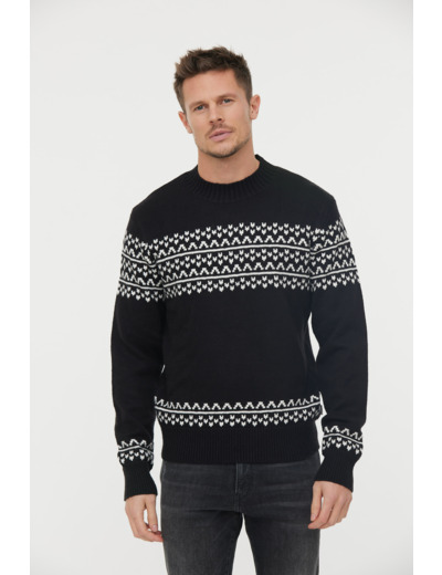 Pull col rond jacquard
