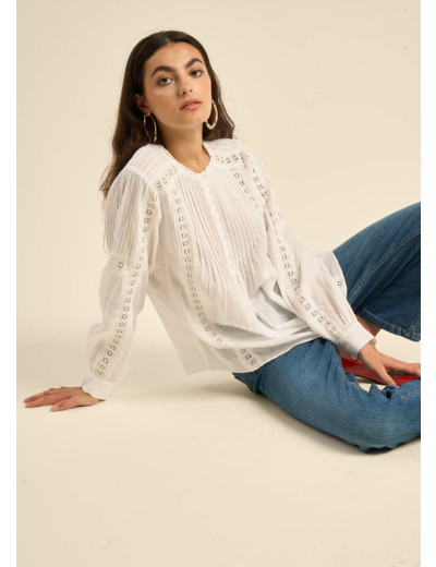 Blouse brodée en gaze de coton