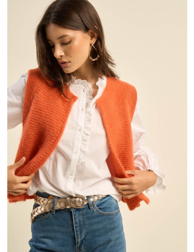 Gilet court sans manches en mohair