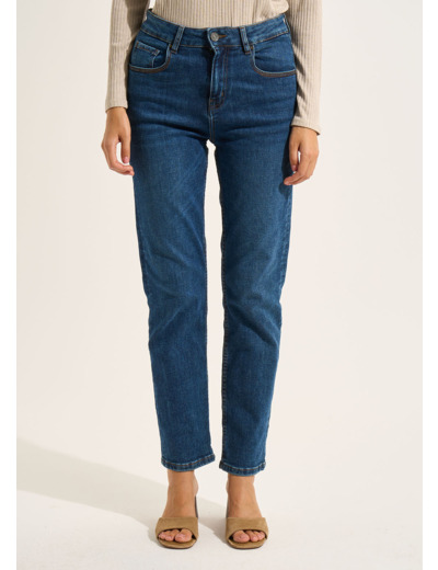 Jean droit taille haute cinq poches