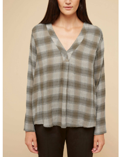 Blouse carreaux gris vert