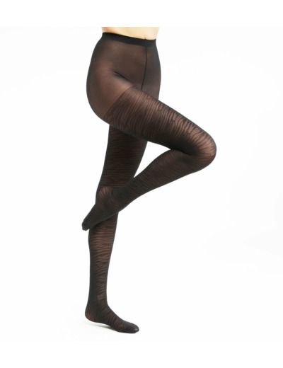 Collant transparent pour femme Noir à motif zèbre Dim Style