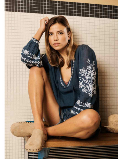 Top brodé 100% coton