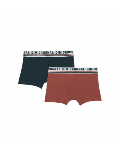 Lot de 2 boxers coton stretch Bleu Rouge ceinture rétro Dim Originals
