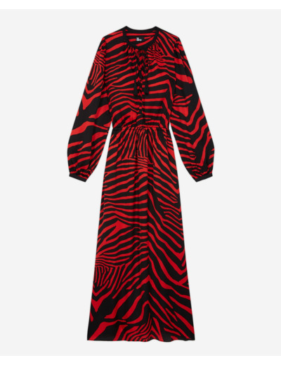 Robe Longue Imprimée Rouge black - red