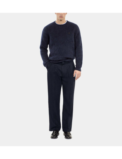 Pantalon Large À Rayures Bleu Marine dark navy