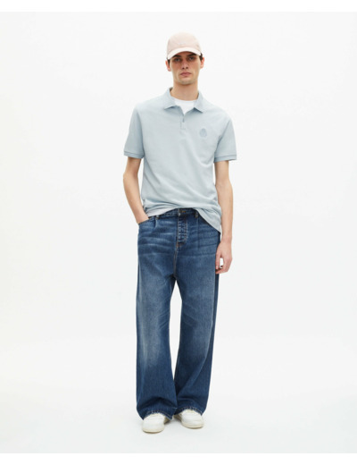 Polo manches courtes avec broderie blason baby blue