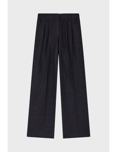 Pantalon carotte en coton et cachemire