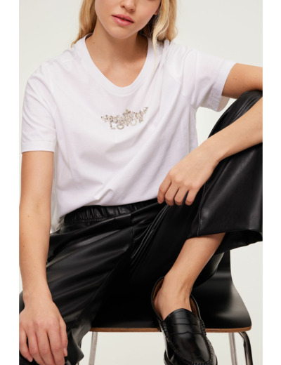 T-shirt col rond et strass - MAESSY