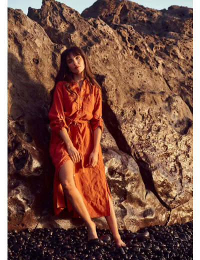 Robe midi chemise en lin