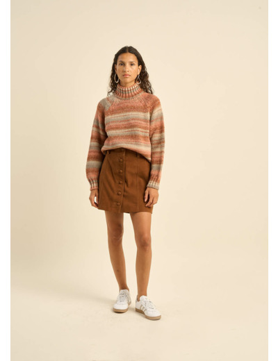 Pull ample col montant à rayures