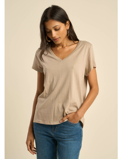 Tee-shirt col V en coton