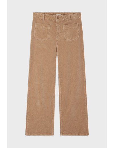 Pantalon droit en velours beige - NANETTE