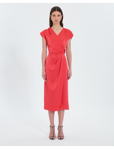 Robe satinée corail