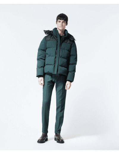 Doudoune Avec Empiecement Nylon Et Print Manche bottle green / black