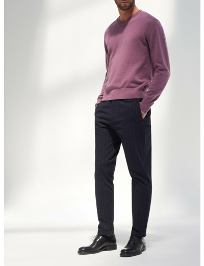 Pantalon chino en coton rayure blue black