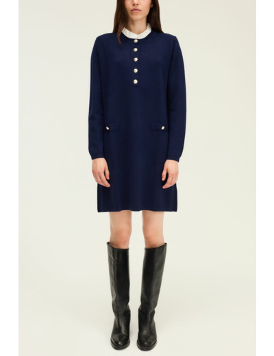 Robe droite à col façon chemisier - LIDIA