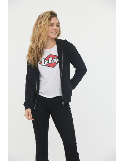 Hoodie zippé basique en coton bio intérieur gratté