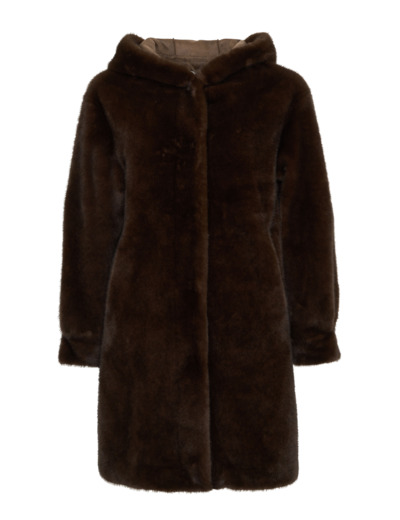 Manteau en fourrure à capuche