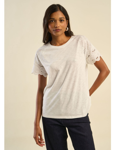 T-shirt manches raglan broderies anglaises
