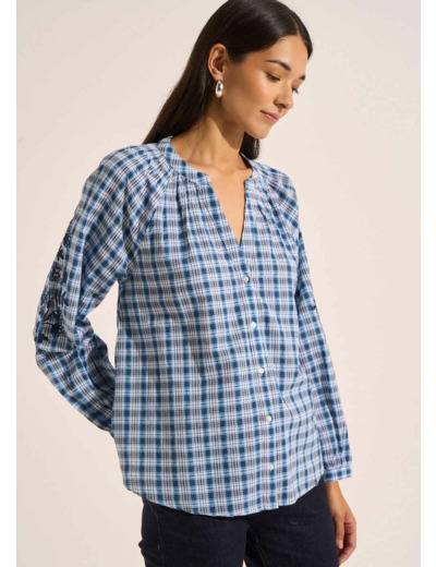 Blouse à carreaux brodée