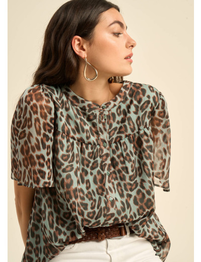 Blouse en voile léger à imprimés léopard