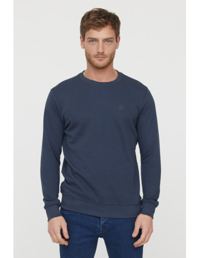 Sweat basique en coton bio gratté et print poitrine
