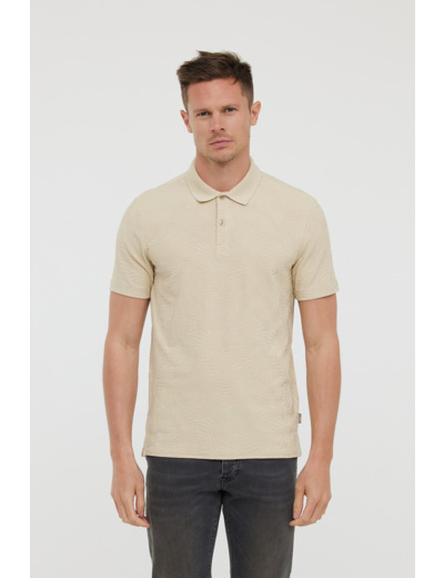 Polo manches courtes en jacquard «Feuilles»