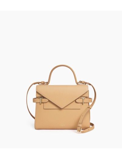 Sac à main double rabat moyen modèle Emilie en cuir grainé