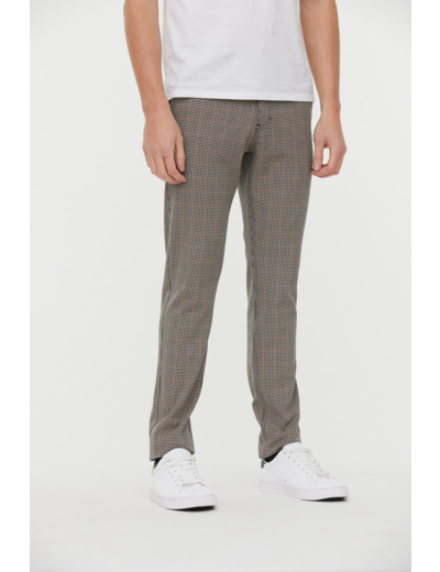 Chino slim, taille medium bas, matière en carreaux Sherlock Holmes