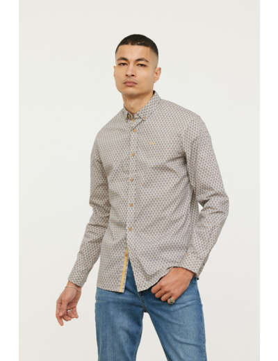 Chemise allover, piping et broderie poitrine