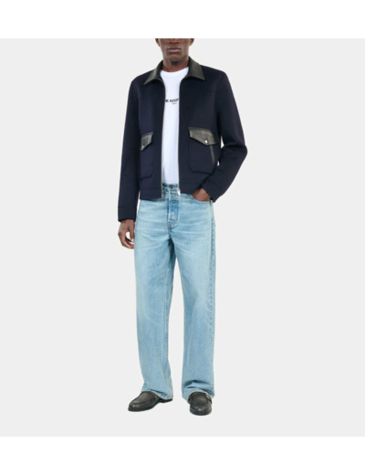 Blouson En Laine Double Face Bleu Marine navy