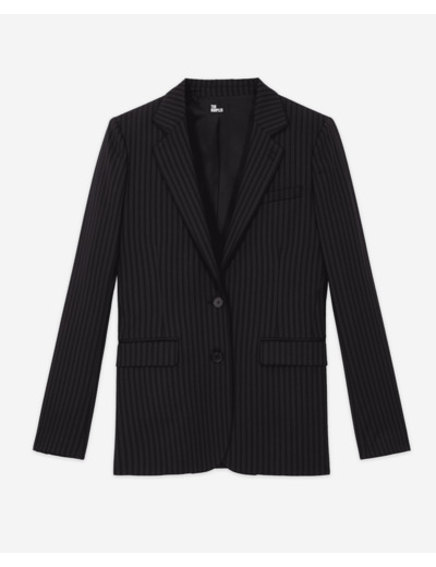 Veste Costume Simple Croisure Double Boutons noir