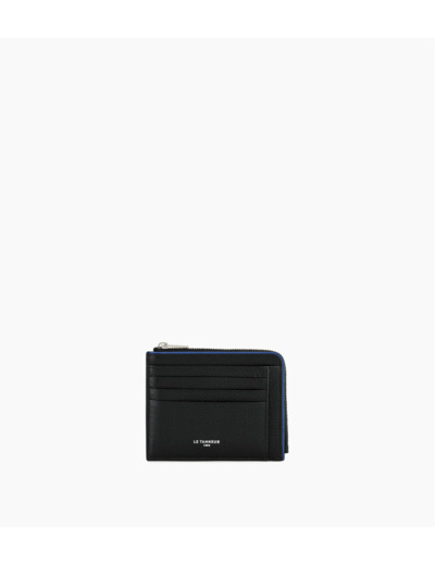 Porte cartes zip en L Augustin en cuir grainé