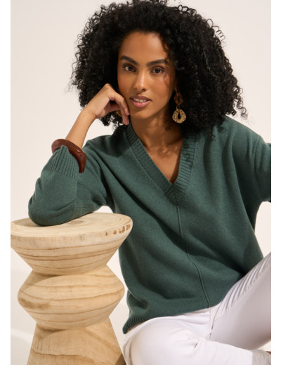 Pull col V en laine