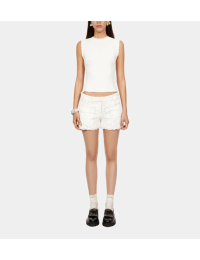 Top Blanc En Maille Ajourée white