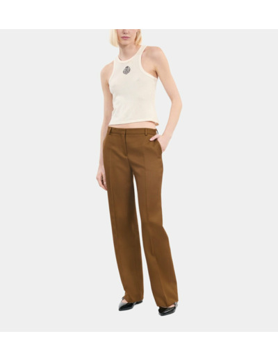 Pantalon Tailleur Ample Marron kaki