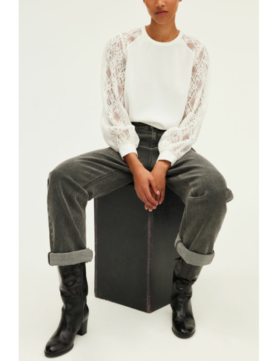 Top aux manches en dentelle - BRELLE