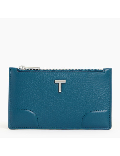 Porte cartes zippé Romy en cuir grainé