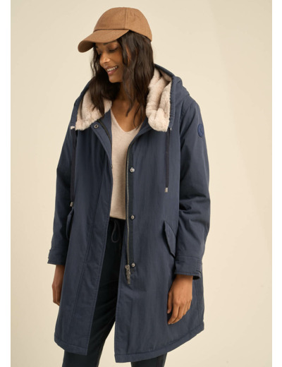 Parka mi-longue en fausse fourrure