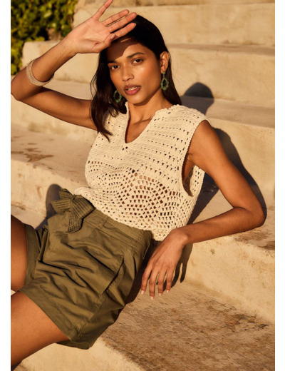 Pull sans manches col rond