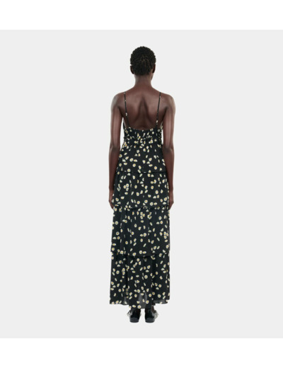 Robe Longue Avec Imprimé Fleuri black white