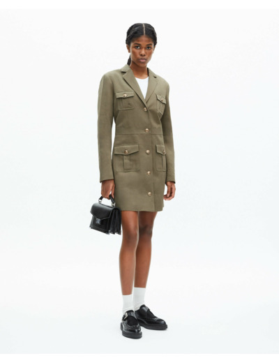 Robe style militaire avec poches plaquees kaki