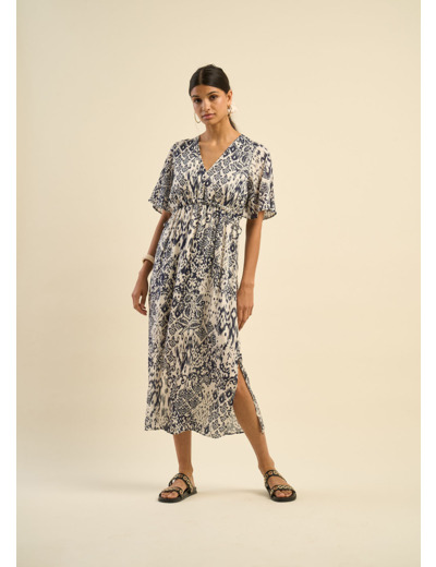 Robe longue imprimée Ikat