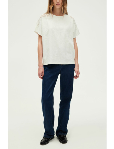 T-shirt large en coton et broderies - GRACIEL