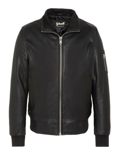Blouson col montant, cuir d'agneau
